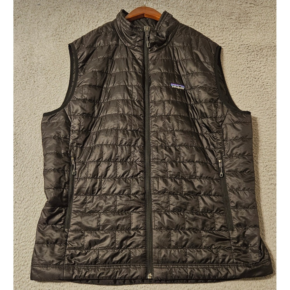 Patagonia Nano Puff Vest Mens Size Large Black Puffer Full Zip 84242